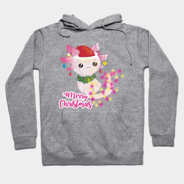 merry christmas axolotl santa Hoodie by gossiprag